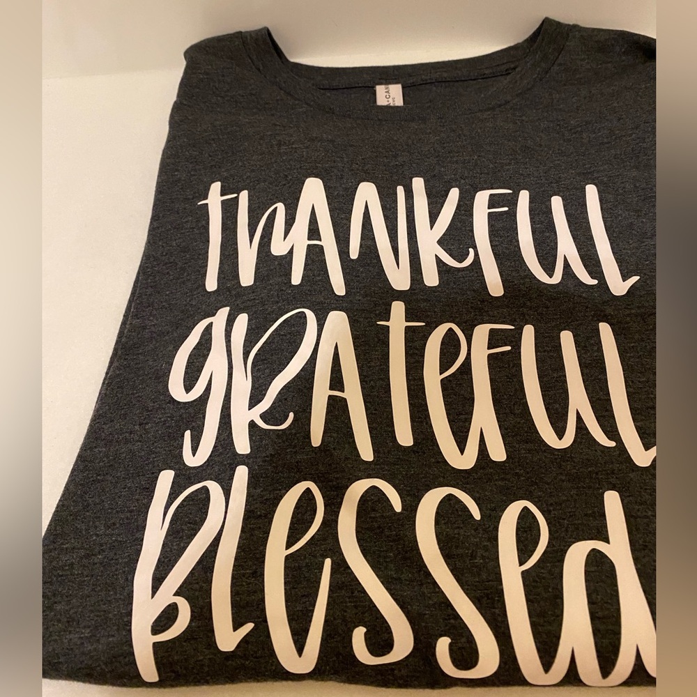 Never Worn Thankful Long sleeve Gray T-Shirt with